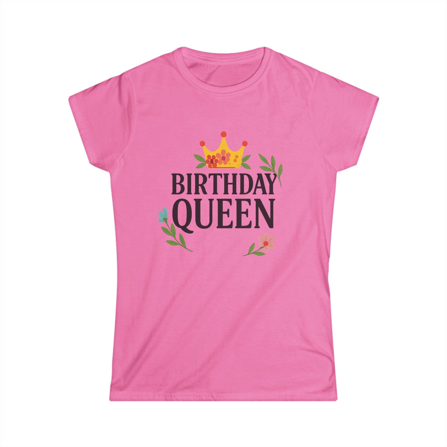 Birthday Queen Women's Softstyle Tee, Birthday Gift, Casual Wear, Party Outfit, Celebration Shirt, Queen Crown Shirt