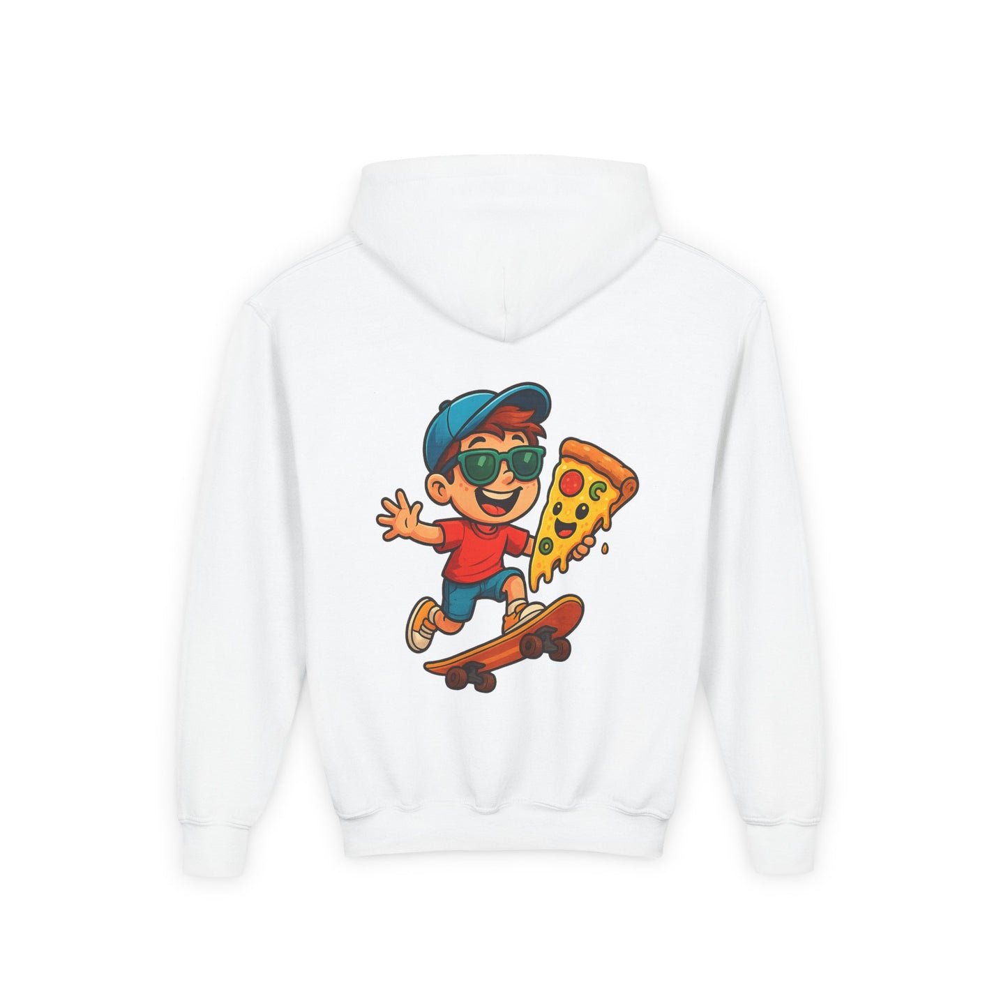 Youth Skateboarder Pizza Hoodie, Cool Sweatshirt for Kids, Perfect for Birthday Gifts, Skateboarding Parties, Everyday Wear