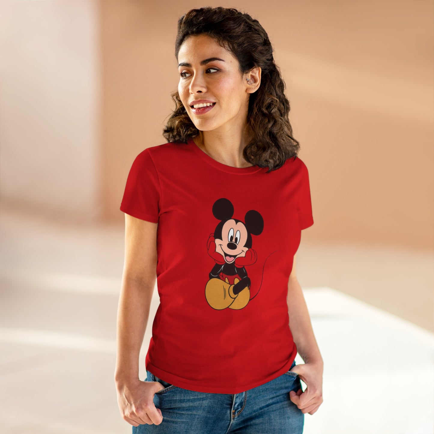Cheerful Mickey Mouse Tee, Casual Women's T-Shirt, Disney Apparel, Gift for Mickey Fans, Summer Tee, Fun Graphic Shirt