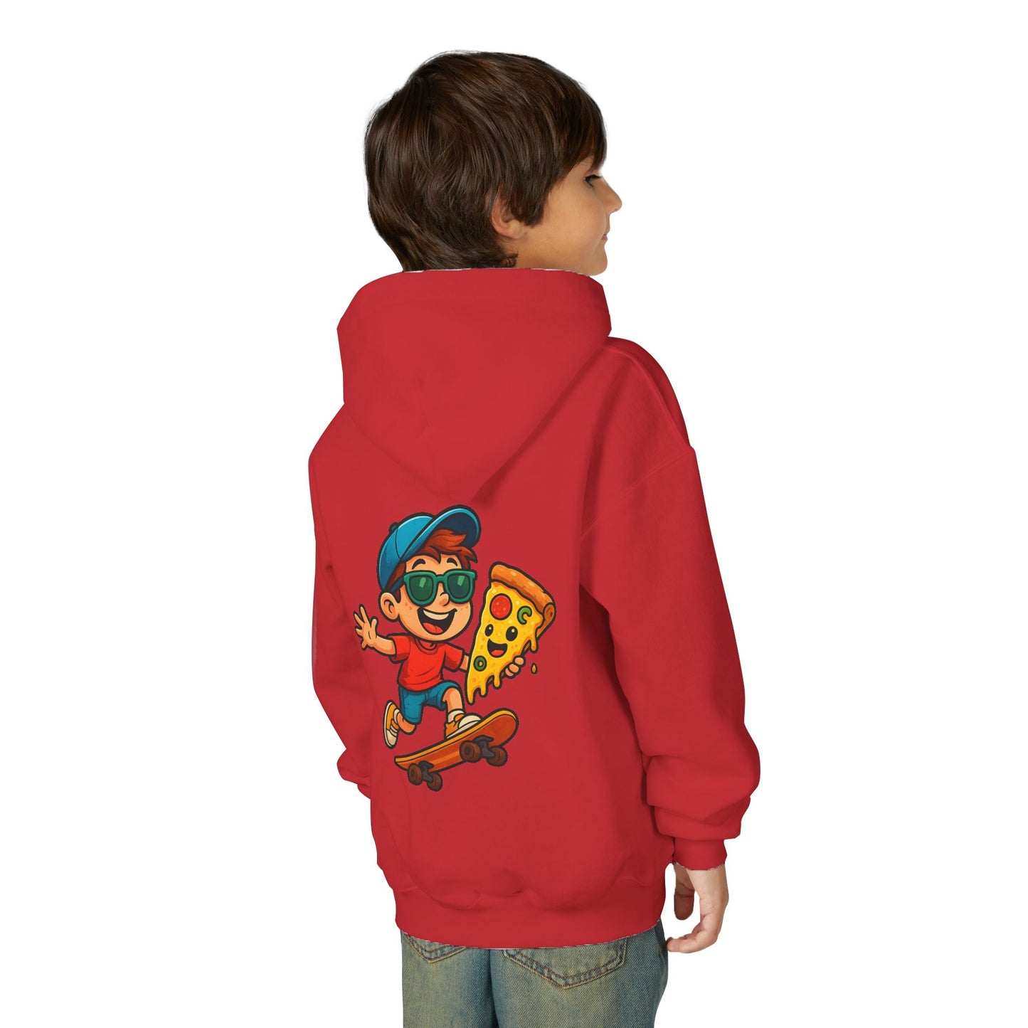 Youth Skateboarder Pizza Hoodie, Cool Sweatshirt for Kids, Perfect for Birthday Gifts, Skateboarding Parties, Everyday Wear