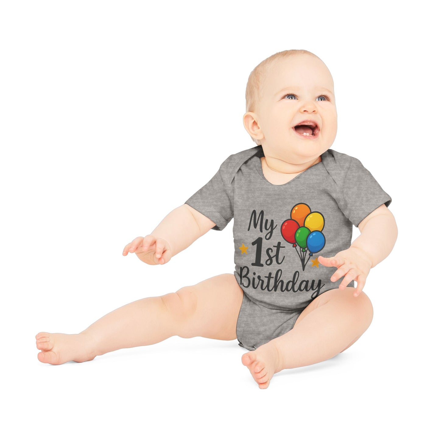 My 1st Birthday Organic Baby Bodysuit, Baby Shower Gift, First Birthday Outfit, Cute Baby Clothes, Eco-Friendly Baby Wear