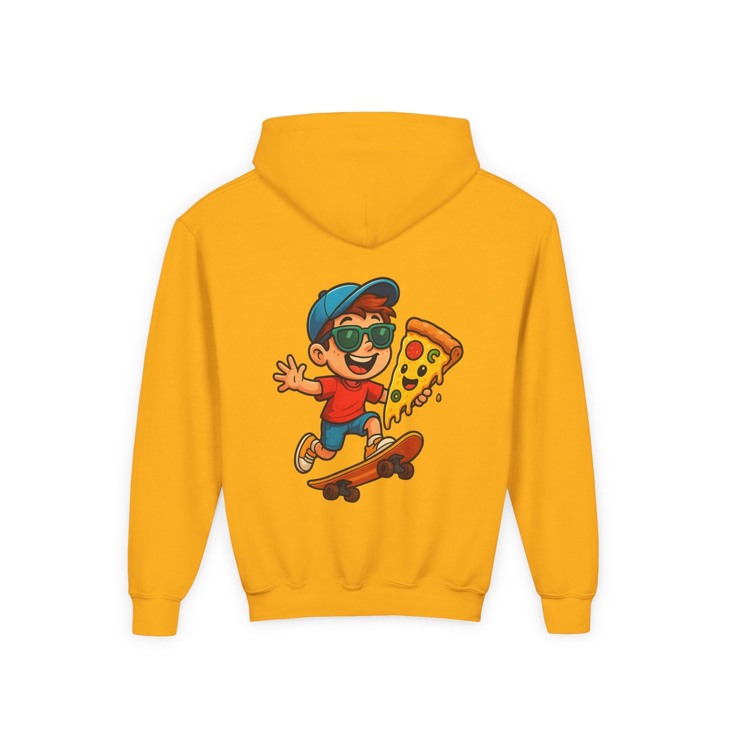 Youth Skateboarder Pizza Hoodie, Cool Sweatshirt for Kids, Perfect for Birthday Gifts, Skateboarding Parties, Everyday Wear