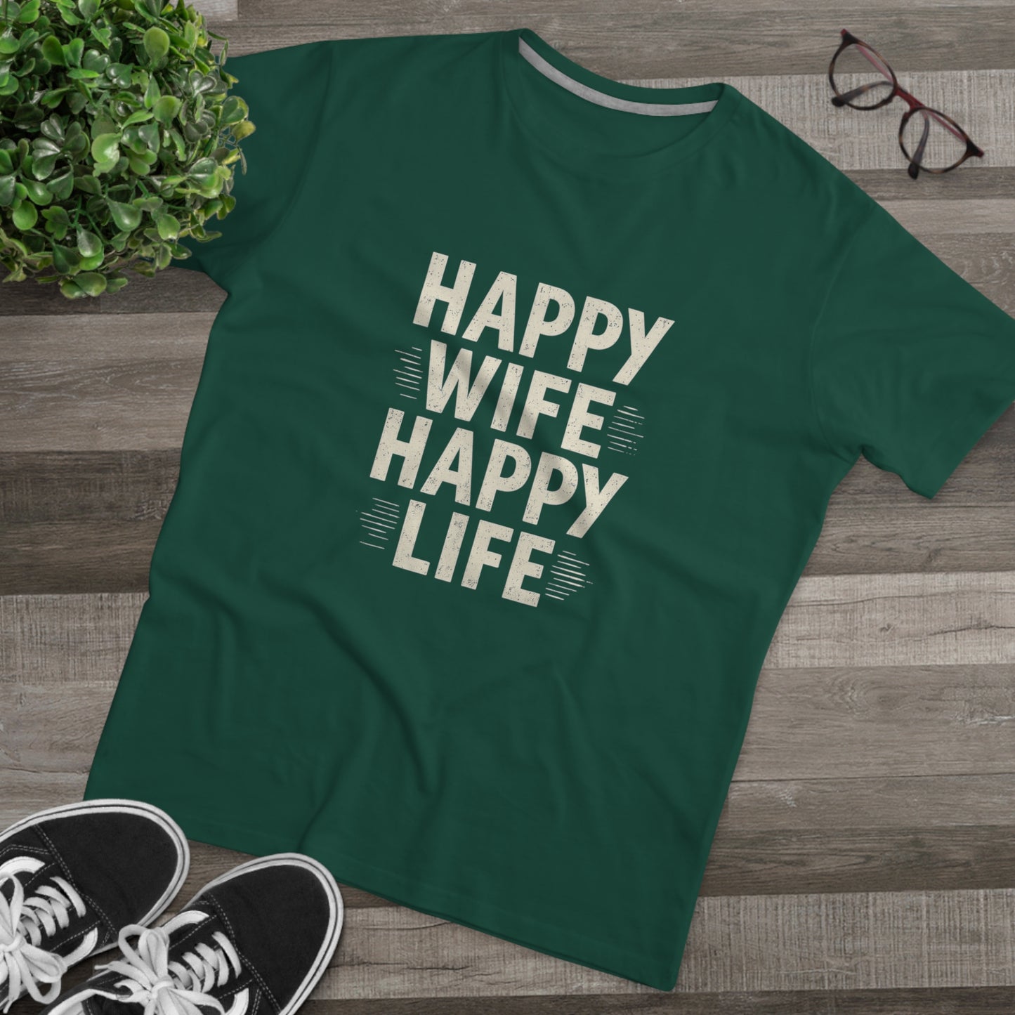 Happy Wife, Happy Life Men's Modern-fit Tee - Inspirational Gift, Casual Wear, Everyday Style, Celebration Outfit, Humor Shirt