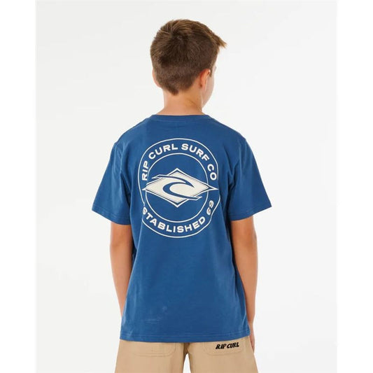 Rip Curl Child's Short Sleeve T-Shirt Rip Curl Stapler Blue Navy Blue