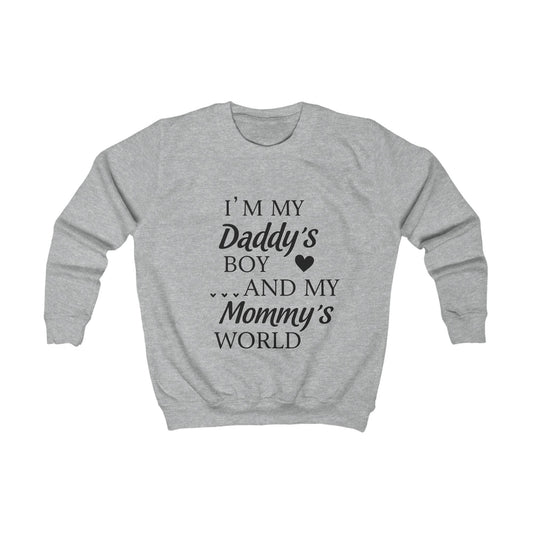 Cute Kids Sweatshirt, Family Love Gift, Kids Hoodie, Heartfelt Sweatshirt, Daddy's Boy Mommy's World, Cozy Kids Apparel