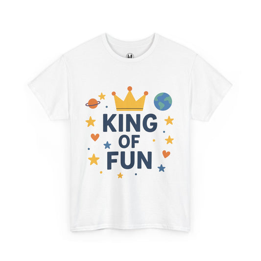 King of Fun Unisex Heavy Cotton Tee - Playful, Casual Shirt for Kids and Adults, Birthday Gift, Fun Party Outfit, Everyday Wear