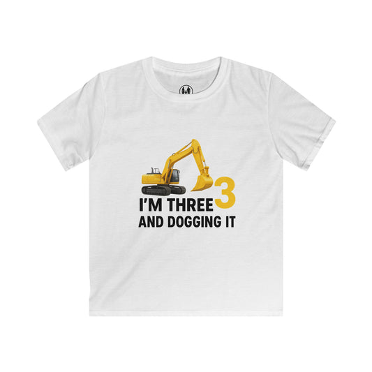 Kids Construction Birthday Tee, Cute Excavator Shirt, Toddler Birthday Gift, I'm Three and Dogging It, Fun Kids T-Shirt, Playful Outfit