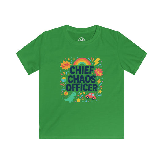 Chief Chaos Officer Kids Tee - Fun Graphic Shirt for Little Adventurers, Birthday Gift, Playtime Wear, Celebration Attire, Rainbow Design