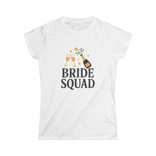 Bride Squad Women's Softstyle Tee, Bridal Party Shirt, Wedding Celebration Tee, Bachelorette Party Outfit, Engagement Gift Shirt