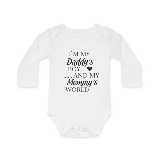 Baby Long-Sleeve Organic Bodysuit, Adorable Infant Clothing, Gift for New Parents, Baby Shower Present, Soft Organic Cotton Outfit