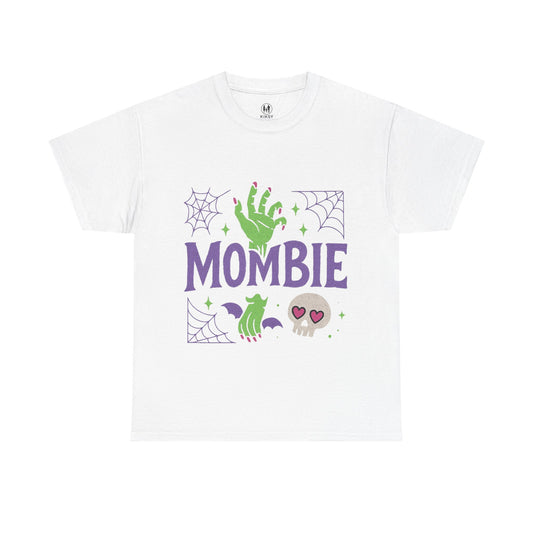 Mombie Tee - Women Heavy Cotton T-Shirt for Moms, Fun Halloween Shirt, Spooky Gift, Casual Wear, Parenting Humor