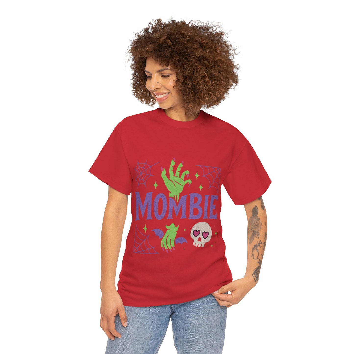 Mombie Tee - Women Heavy Cotton T-Shirt for Moms, Fun Halloween Shirt, Spooky Gift, Casual Wear, Parenting Humor