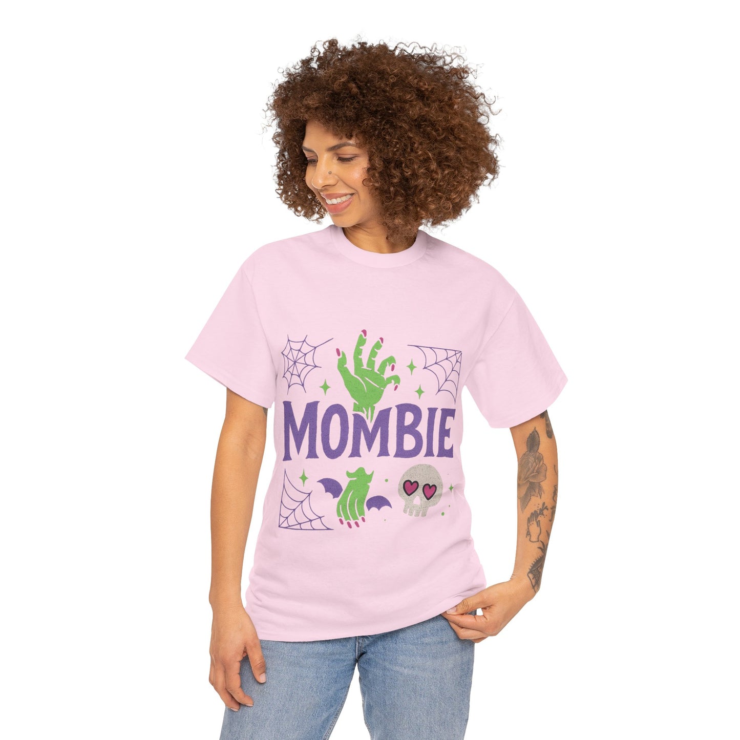 Mombie Tee - Women Heavy Cotton T-Shirt for Moms, Fun Halloween Shirt, Spooky Gift, Casual Wear, Parenting Humor