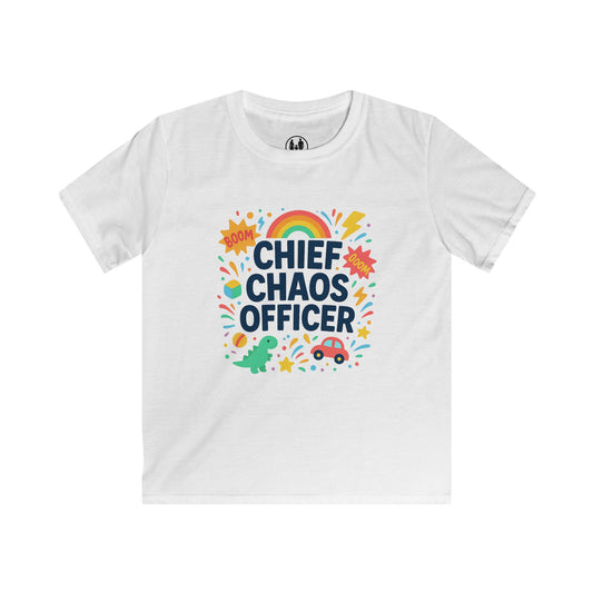Chief Chaos Officer Kids Tee - Fun Graphic Shirt for Little Adventurers, Birthday Gift, Playtime Wear, Celebration Attire, Rainbow Design