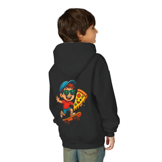 Youth Skateboarder Pizza Hoodie, Cool Sweatshirt for Kids, Perfect for Birthday Gifts, Skateboarding Parties, Everyday Wear