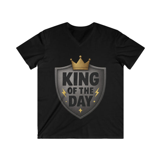 Men's King of the Day V-Neck Tee, Casual Wear, Gift for Him, Birthday Shirt, Father's Day, Everyday Style, Graphic T-Shirt