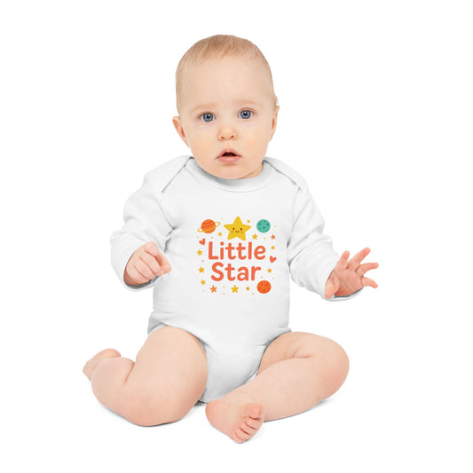 Little Star Baby Long-Sleeve Organic Bodysuit, Cute Infant Outfit, Newborn Gift, Baby Shirt, Eco-Friendly Clothing