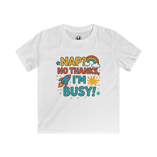 Kids Busy Tee with Fun Quote, Colorful Children's T-Shirt, Perfect Gift for Birthdays, Playtime, and Everyday Adventures