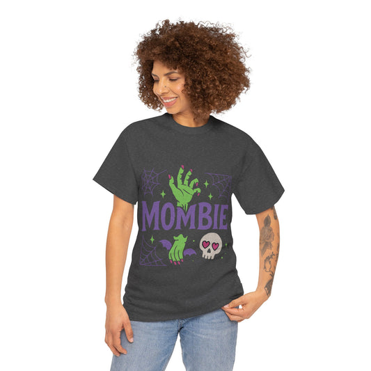Mombie Tee - Women Heavy Cotton T-Shirt for Moms, Fun Halloween Shirt, Spooky Gift, Casual Wear, Parenting Humor