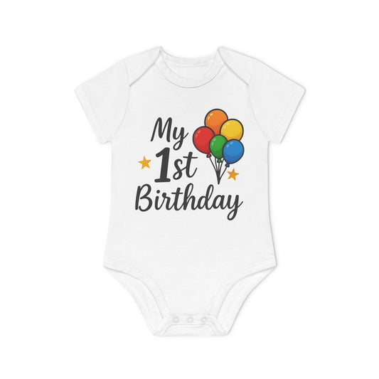 My 1st Birthday Organic Baby Bodysuit, Baby Shower Gift, First Birthday Outfit, Cute Baby Clothes, Eco-Friendly Baby Wear