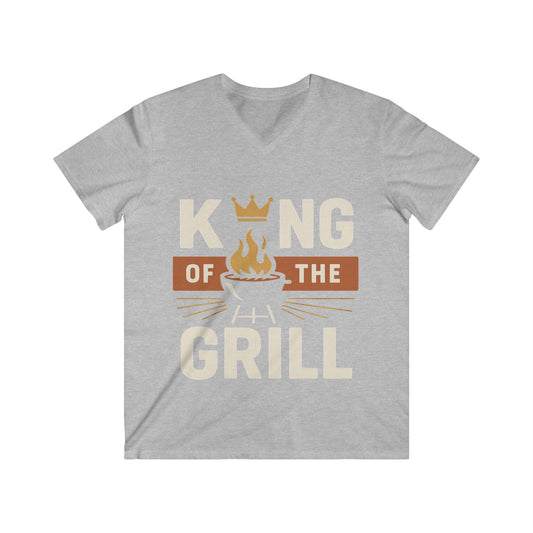 Men's Grill King V-Neck Tee | Perfect Gift for BBQ Lovers, Father's Day, Summer Parties, Cookouts, Casual Wear