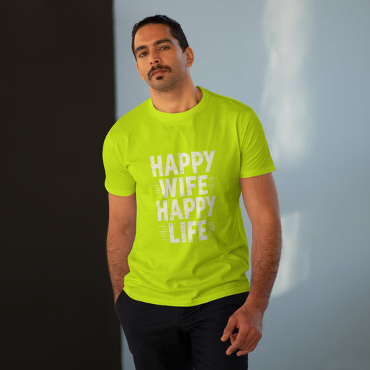 Happy Wife, Happy Life Men's Modern-fit Tee - Inspirational Gift, Casual Wear, Everyday Style, Celebration Outfit, Humor Shirt