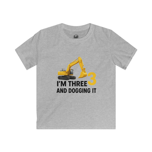 Kids Construction Birthday Tee, Cute Excavator Shirt, Toddler Birthday Gift, I'm Three and Dogging It, Fun Kids T-Shirt, Playful Outfit