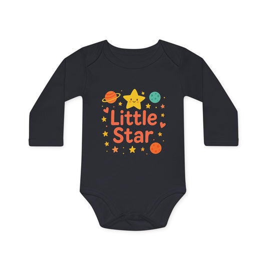 Little Star Baby Long-Sleeve Organic Bodysuit, Cute Infant Outfit, Newborn Gift, Baby Shirt, Eco-Friendly Clothing