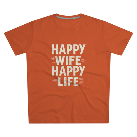 Happy Wife, Happy Life Men's Modern-fit Tee - Inspirational Gift, Casual Wear, Everyday Style, Celebration Outfit, Humor Shirt