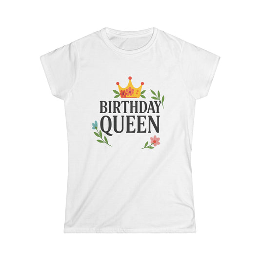 Birthday Queen Women's Softstyle Tee, Birthday Gift, Casual Wear, Party Outfit, Celebration Shirt, Queen Crown Shirt