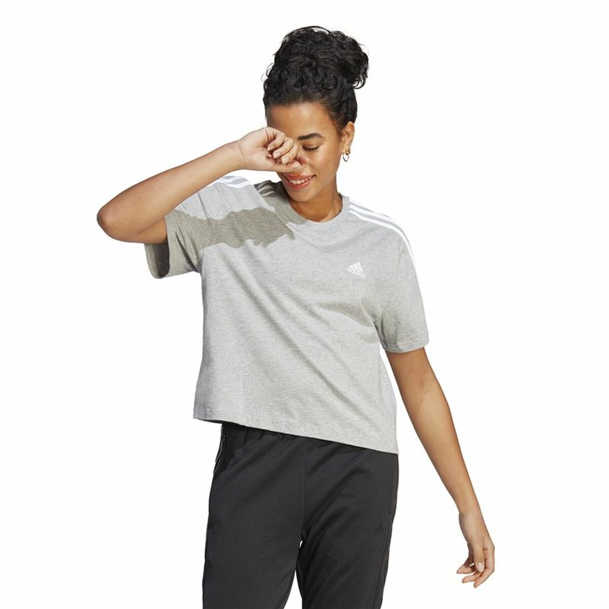 Adidas Women’s Short Sleeve T-Shirt Adidas 3S Cropped Top Light Grey (Xs)