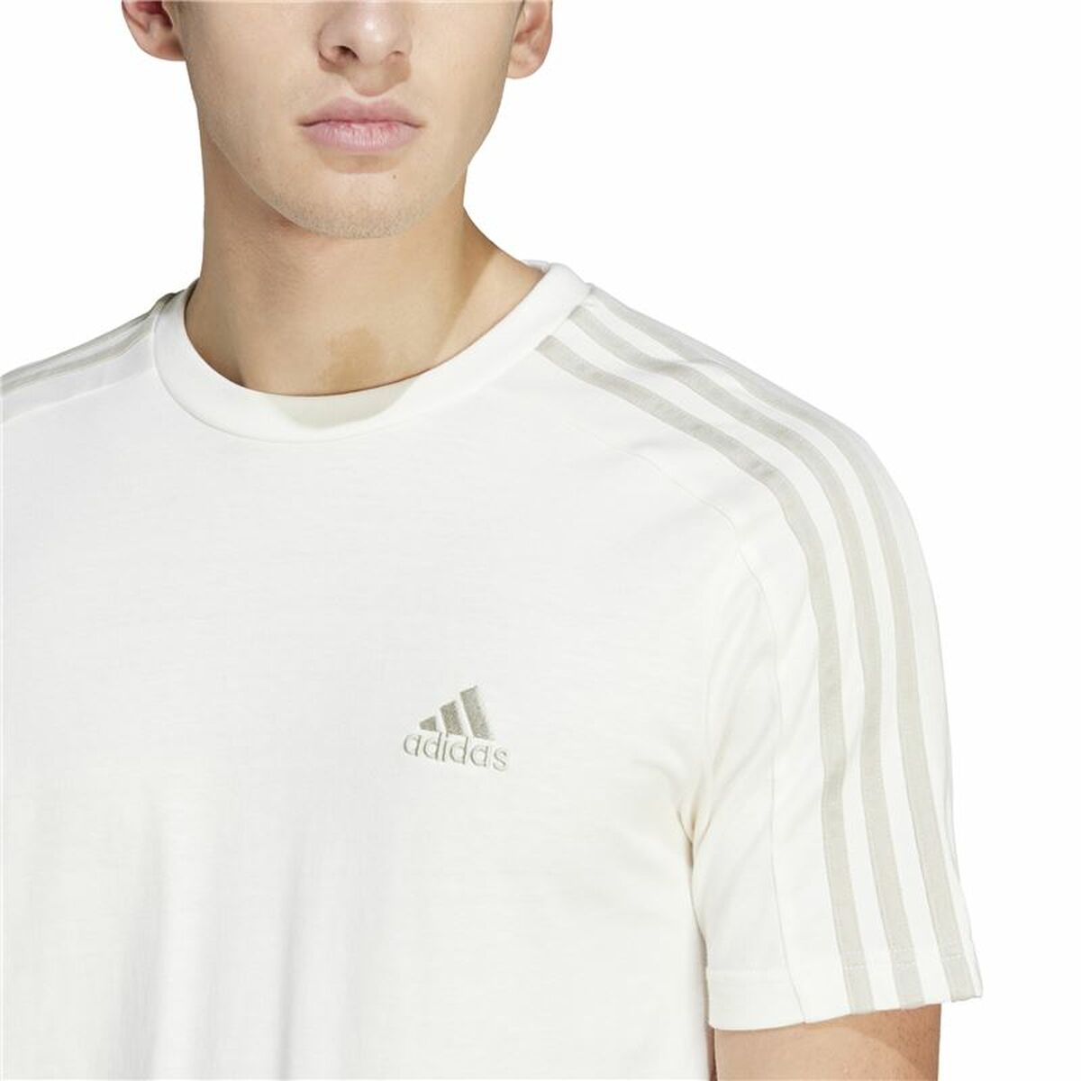 Adidas Men’s Short Sleeve T-Shirt Adidas Essentials 3 Bandas White L