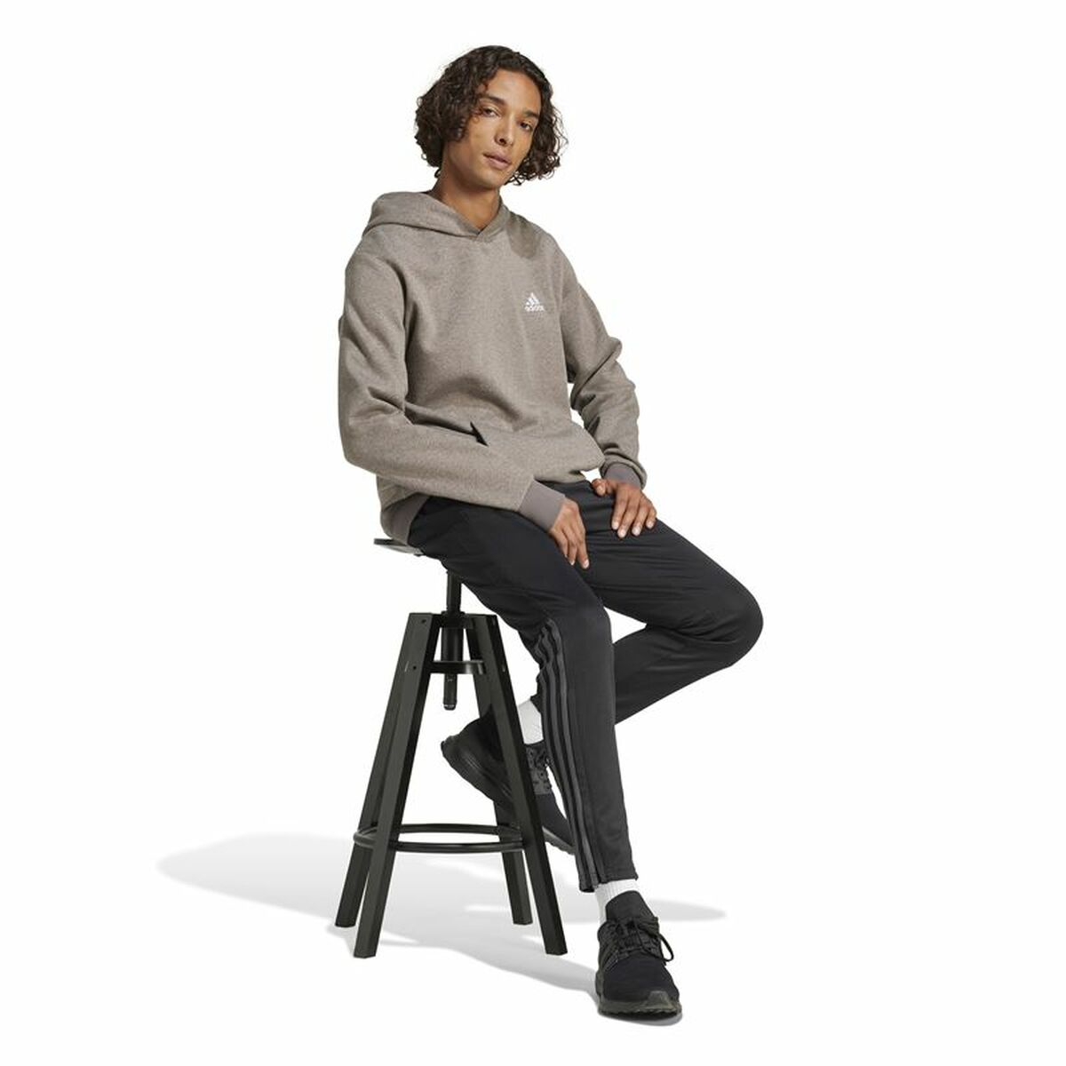 Adidas Men’s Hoodie Adidas Seasonal Essentials Melange Hoodie Brown Beige