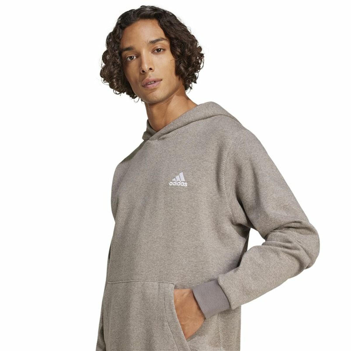 Adidas Men’s Hoodie Adidas Seasonal Essentials Melange Hoodie Brown Beige