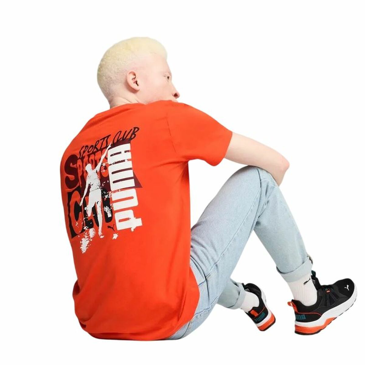 Puma Men’s Short Sleeve T-Shirt Puma Graphics Puma Sports Club Orange