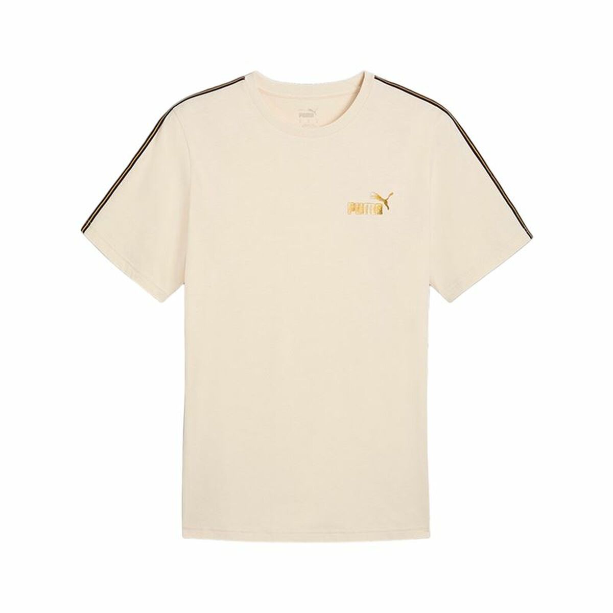 Puma Men’s Short Sleeve T-Shirt Puma Ess Tape Minimal Gold Beige