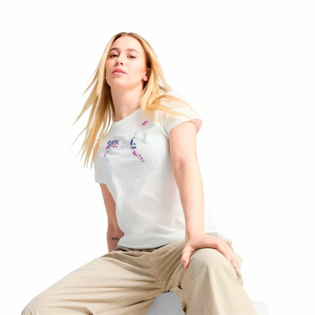 Puma Women’s Short Sleeve T-Shirt Puma Graphics Floral White (M)