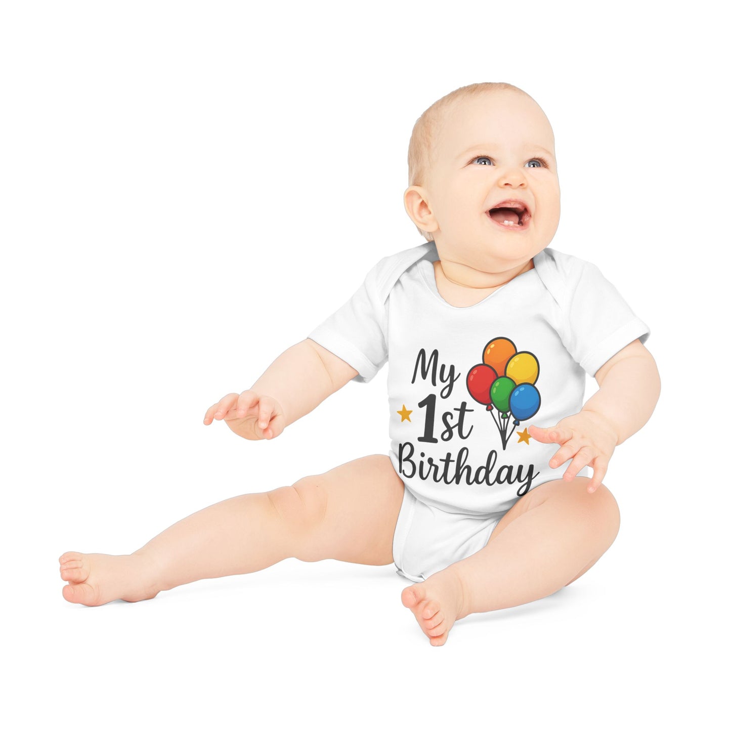 My 1st Birthday Organic Baby Bodysuit, Baby Shower Gift, First Birthday Outfit, Cute Baby Clothes, Eco-Friendly Baby Wear