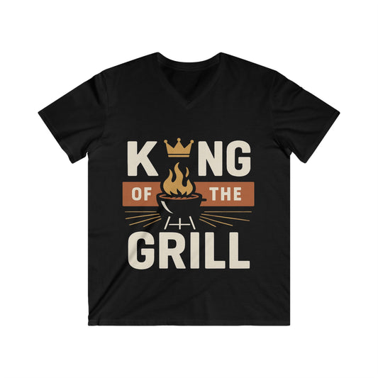 Men's Grill King V-Neck Tee | Perfect Gift for BBQ Lovers, Father's Day, Summer Parties, Cookouts, Casual Wear