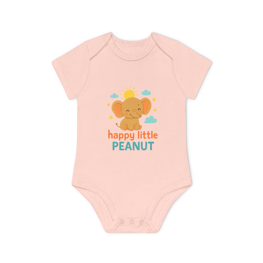 Organic Baby Bodysuit - Happy Little Peanut | Cute Infant Outfit, Newborn Gift, Toddler Wear, Baby Shower Present, Organic Cotton Clothing