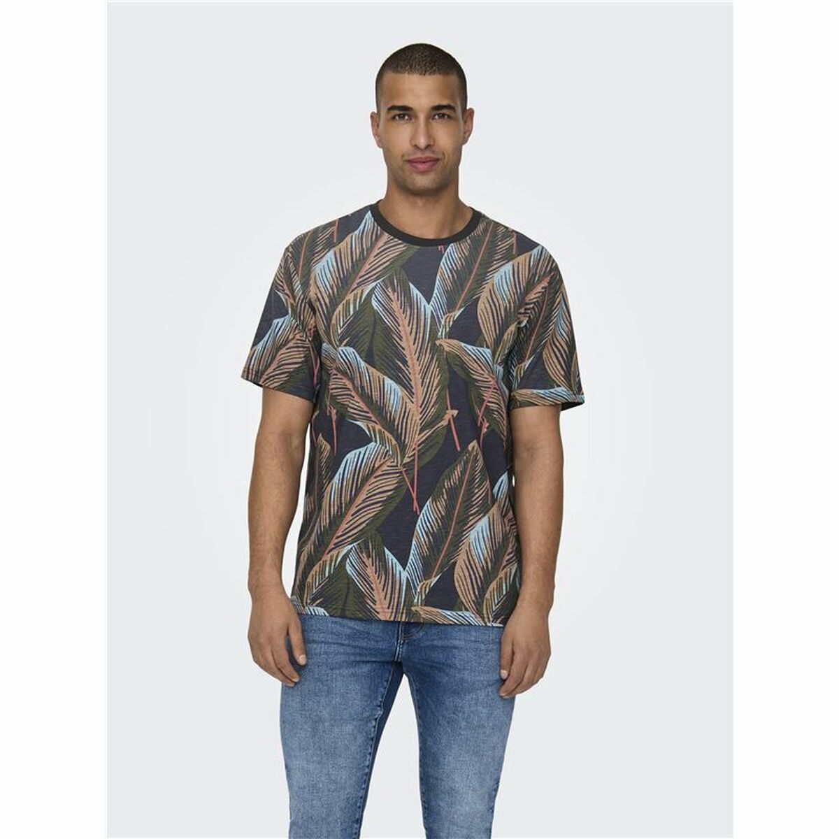 Only & Sons Men’s Short Sleeve T-Shirt Only & Sons Onskobe Reg Banana Leaf Black