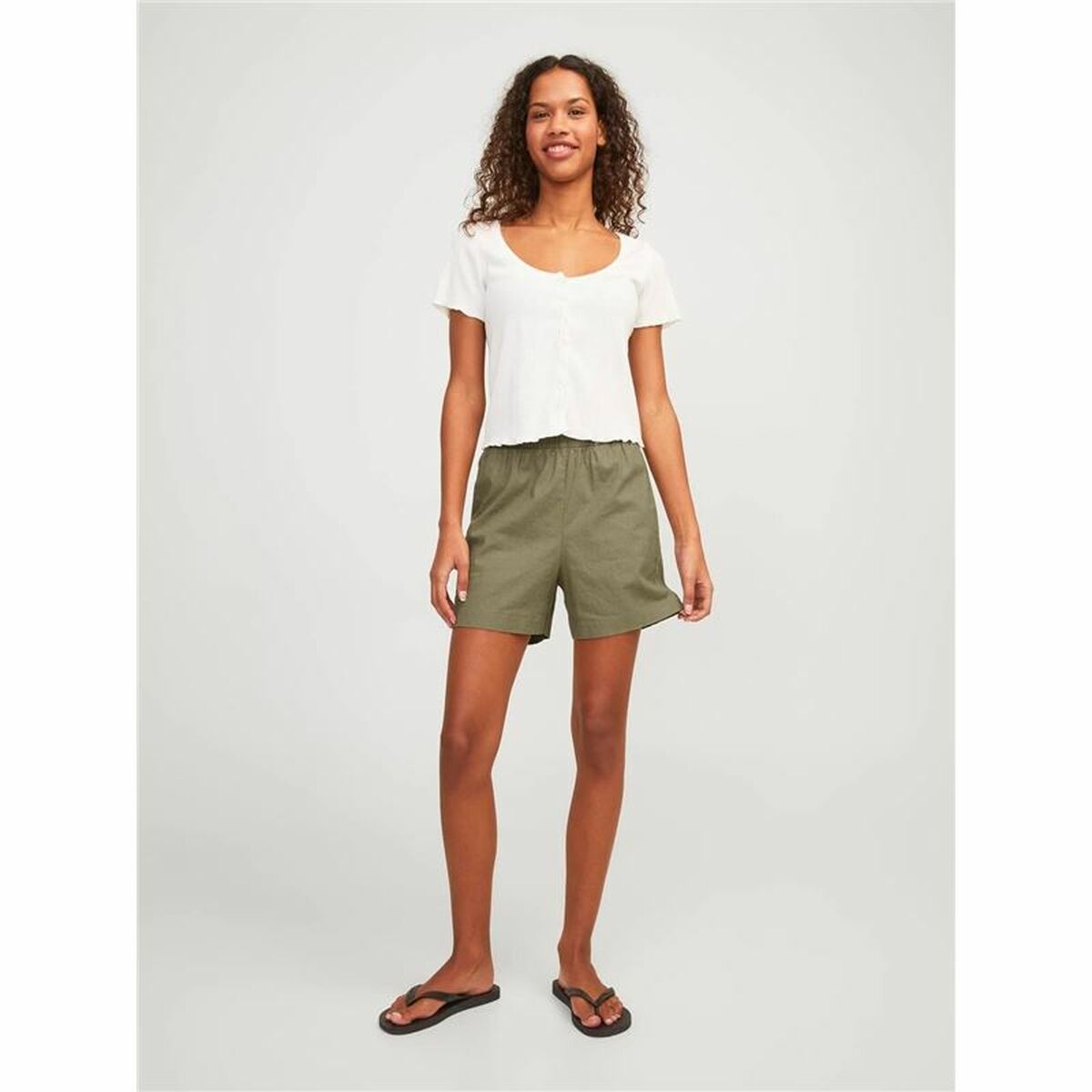 Jack & Jones Sports Shorts For Women Jack & Jones Green Linen