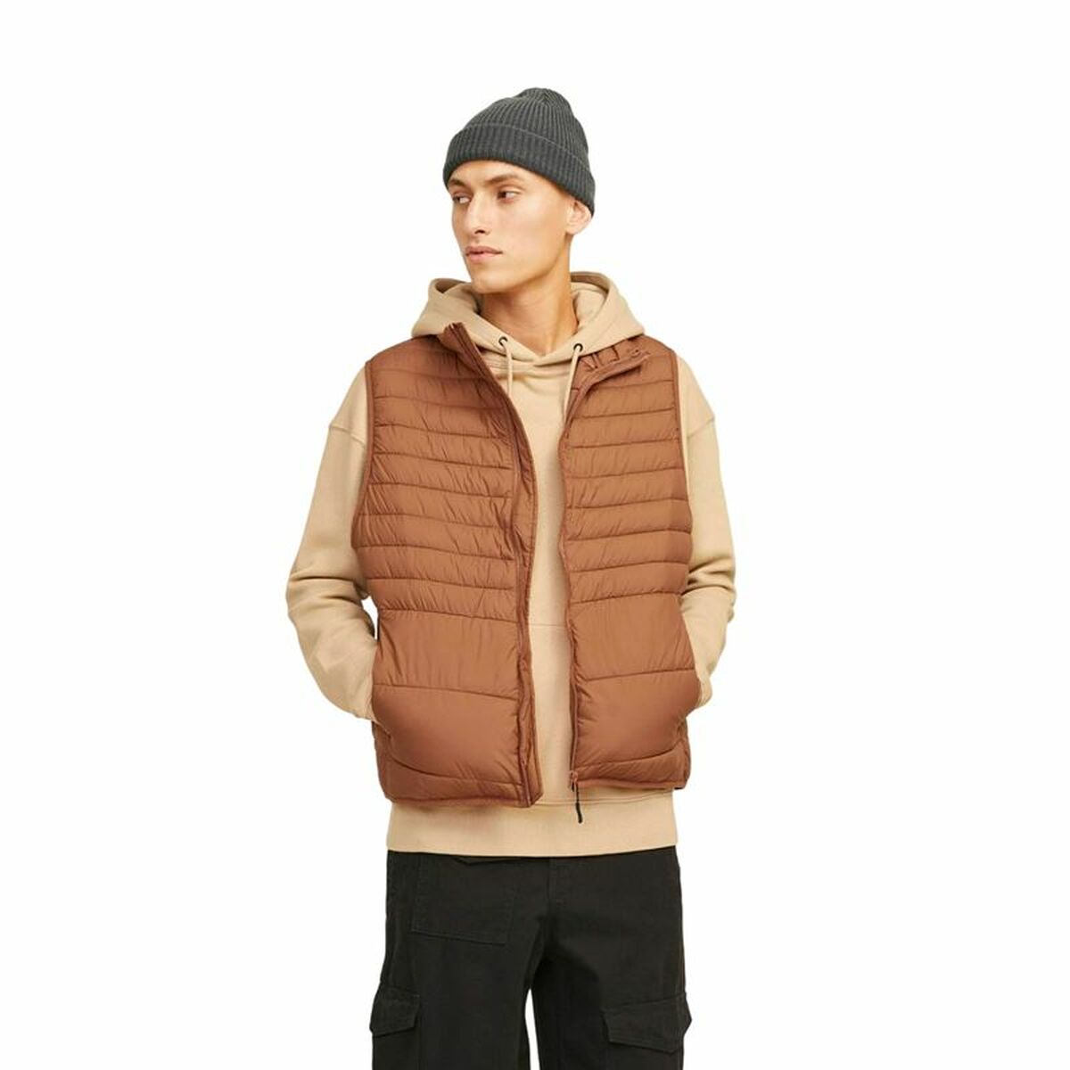 Jack & Jones Men's Sports Gilet Jack & Jones Jjben Square Mocha Bisque