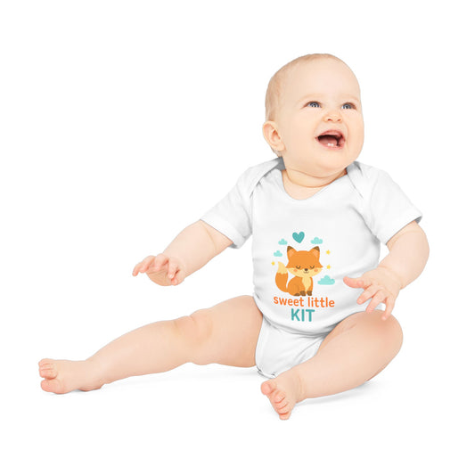 Cute Baby Bodysuit with Sweet Little Kit Design, Organic Cotton, Perfect for Baby Shower Gift, Newborn Outfit, Animal Lover Baby Clothes