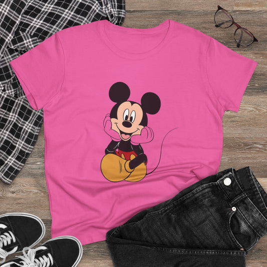 Cheerful Mickey Mouse Tee, Casual Women's T-Shirt, Disney Apparel, Gift for Mickey Fans, Summer Tee, Fun Graphic Shirt