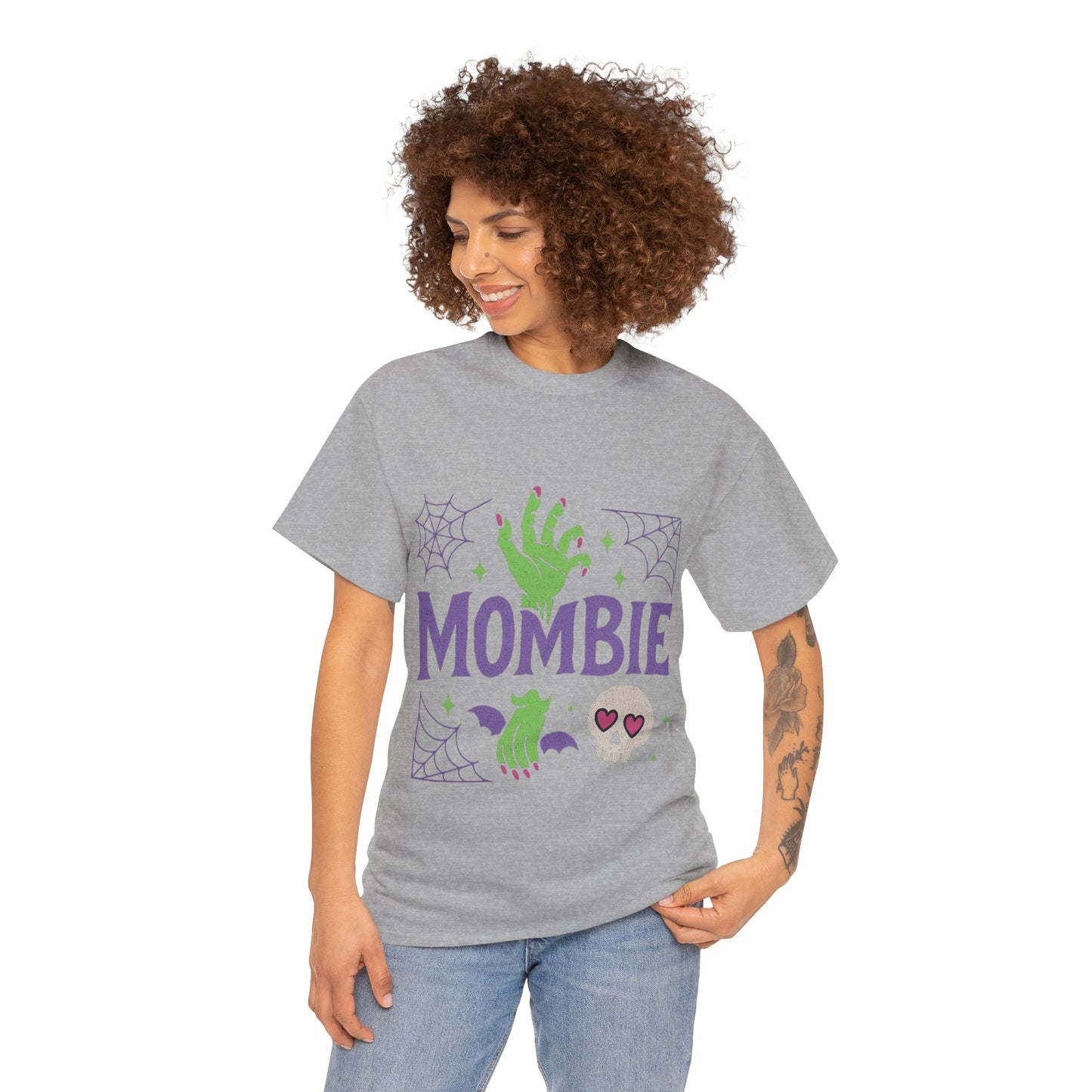 Mombie Tee - Women Heavy Cotton T-Shirt for Moms, Fun Halloween Shirt, Spooky Gift, Casual Wear, Parenting Humor