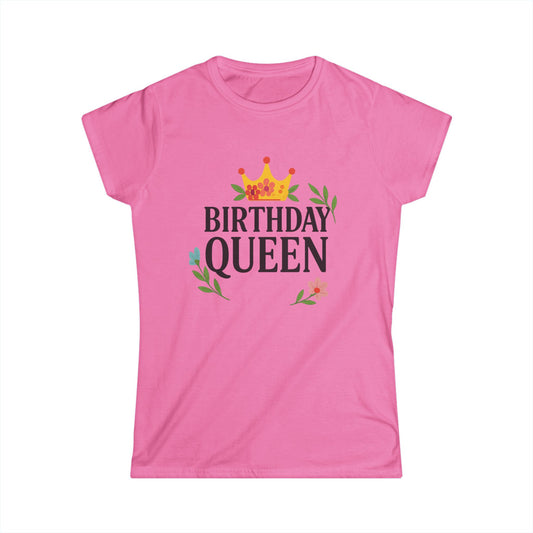 Birthday Queen Women's Softstyle Tee, Birthday Gift, Casual Wear, Party Outfit, Celebration Shirt, Queen Crown Shirt