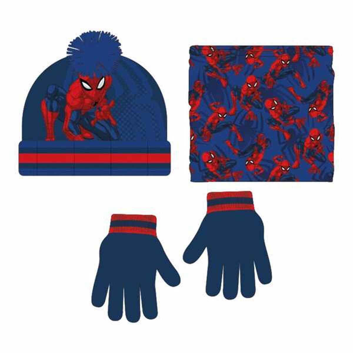 Spider-Man Hat, Scarf And Gloves Spider-Man 2-8 Years