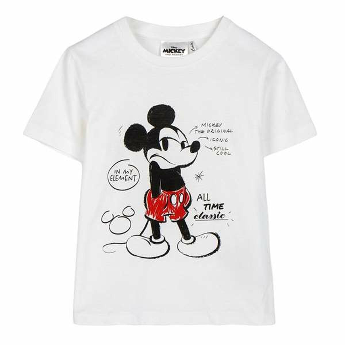 Mickey Mouse Child's Short Sleeve T-Shirt Mickey Mouse White
