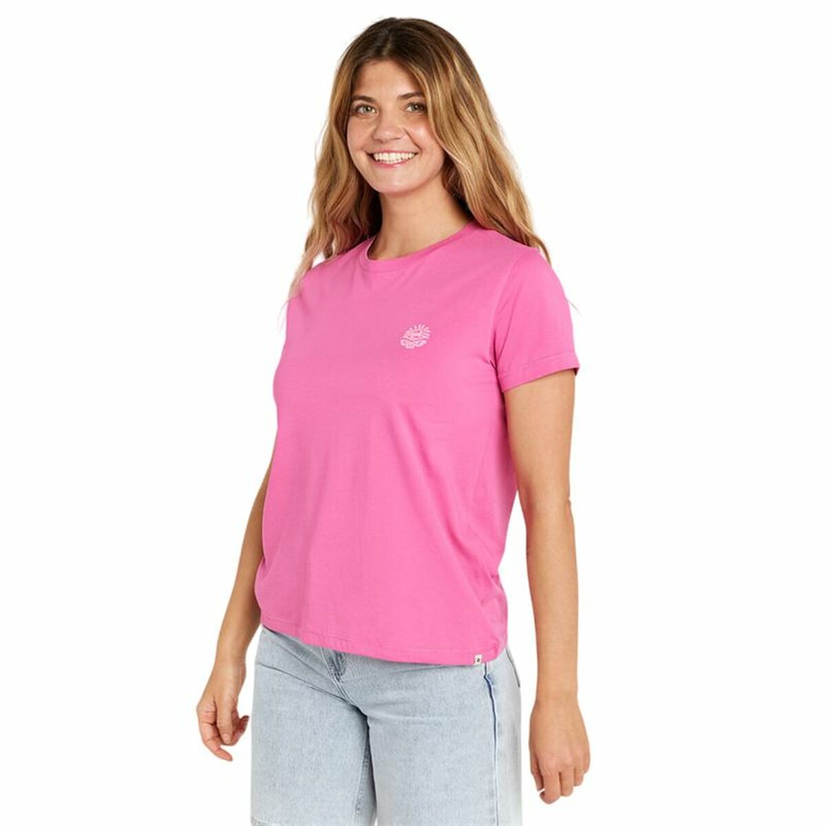 Rip Curl Women’s Short Sleeve T-Shirt Rip Curl Re-Entry Crew Tee Pink Fuchsia